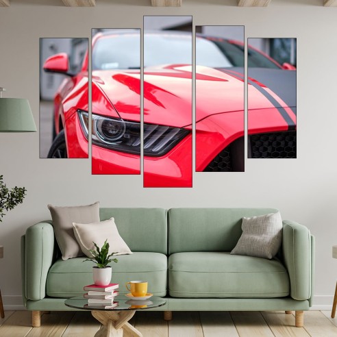 Червенa кола - MUSTANG GT - картина пано за стена - 3