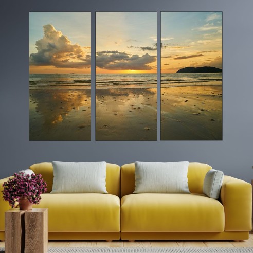 Изгрев над оеканско крайбрежие - картина пано за стена - 1