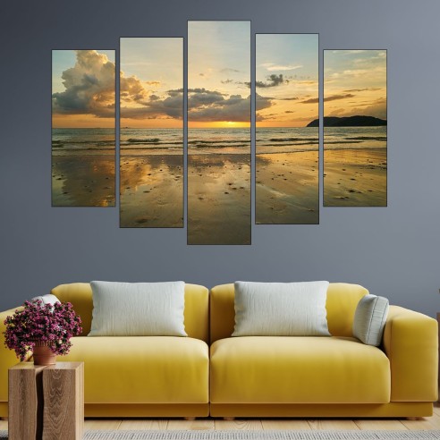 Изгрев над оеканско крайбрежие - картина пано за стена - 3