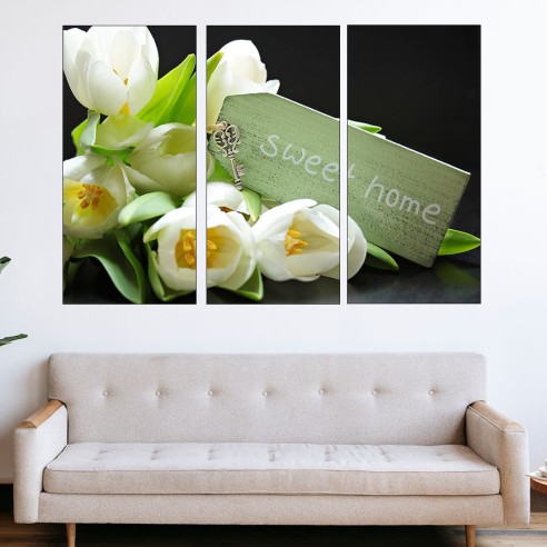 Бели лалета и ключ - картина пано за стена - 2