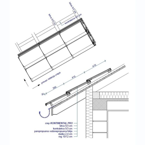 Керемида  кафява Континентал PRO  MLADOST - 3