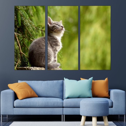 Портрет на коте в гората - картина пано за стена - 2