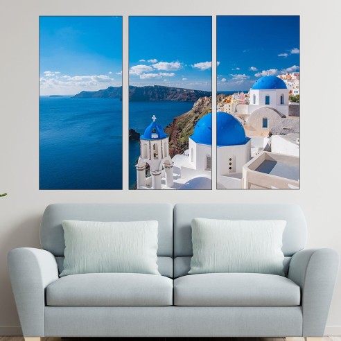 Синя църква в Санторини - картина пано за стена - 2