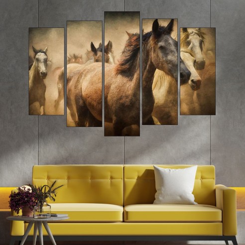 Коне живопис - картина пано за стена - 3