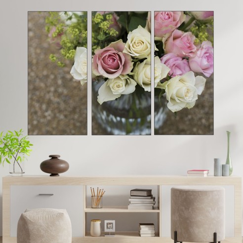 Букет от рози във ваза - картина пано за стена - 2