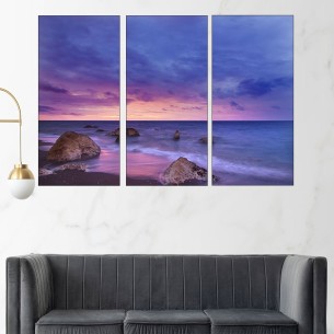 Залез над самотан плаж - картина пано за стена - 1 2