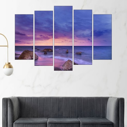 Залез над самотан плаж - картина пано за стена - 3