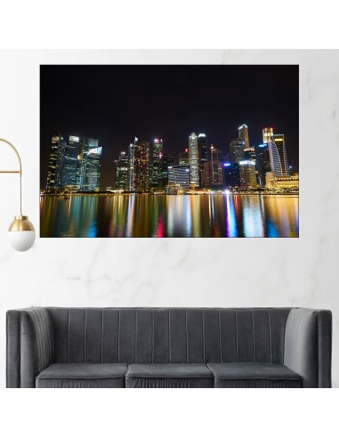 Нощен изглед от Сингапур - картина пано за стена - 1