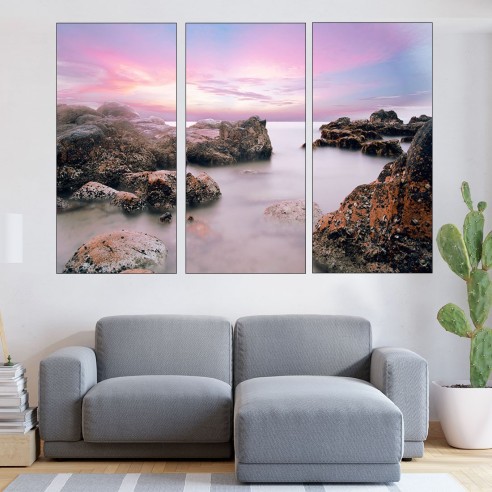 Мъгла над скалист плаж - картина пано за стена - 2