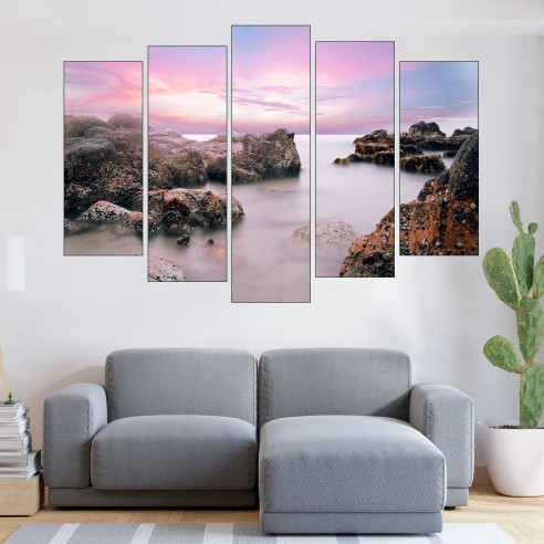 Мъгла над скалист плаж - картина пано за стена - 3