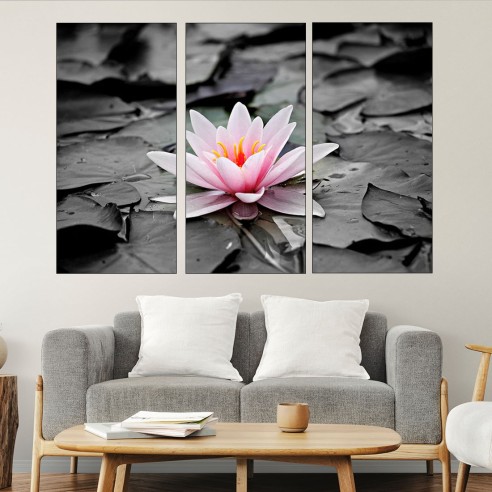Розова водна лилия - картина пано за стена - 2