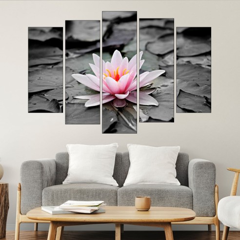 Розова водна лилия - картина пано за стена - 3