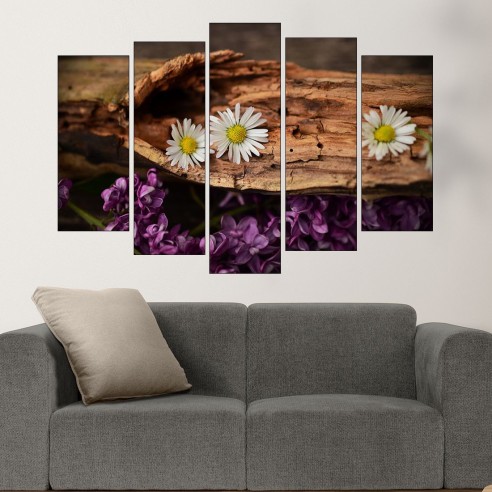 Маргаритки и люляк - картина пано за стена - 3