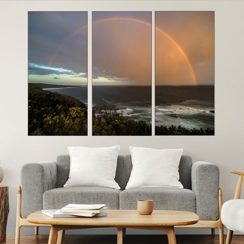 Дъга над океана - картина пано за стена - 2