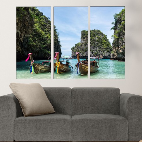 Лодки на остров Ко Фи Фи - картина пано за стена - 2