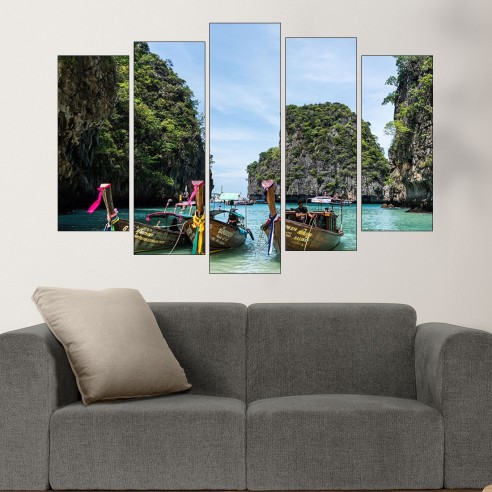 Лодки на остров Ко Фи Фи - картина пано за стена - 3