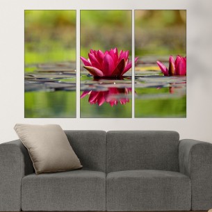 Езерце с водни лилии - картина пано за стена - 1 2