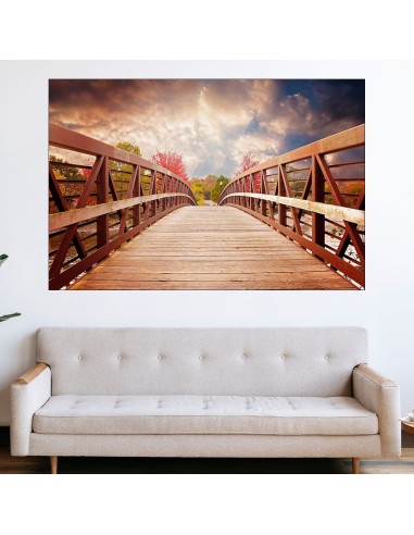 Дървен мост през есентта - картина пано за стена - 1