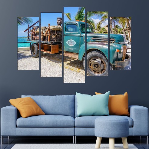 Античен камион в Мексико - картина пано за стена - 3