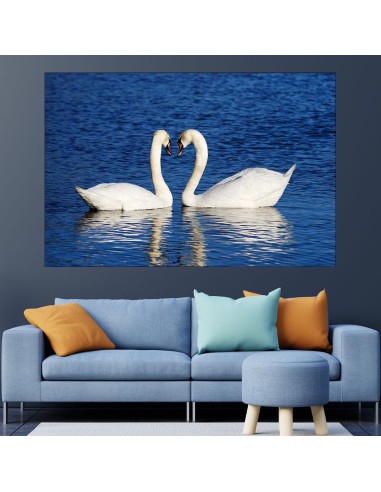 Любовна двойка лебеди - картина пано за стена - 1