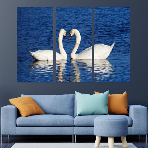 Любовна двойка лебеди - картина пано за стена - 2
