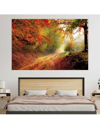 Есенна пътека в гората  - картина пано за стена - 1