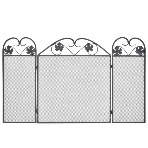 3-панелен параван за камина, желязо, черен - 3