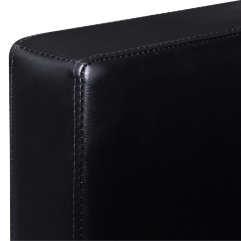 Триместен L-образен диван, изкуствена кожа, черен - 6