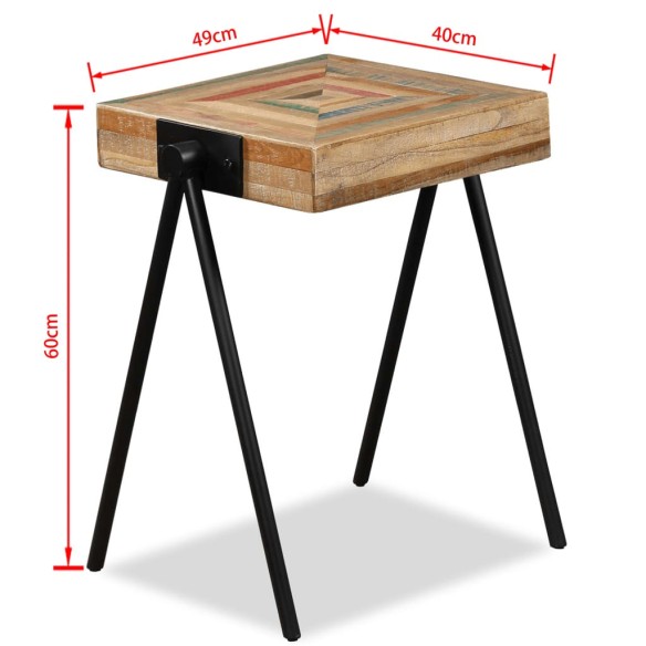 Странична масичка, регенериран тик масив - 9