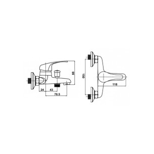 Смесител за вана/душ ф35мм стенен Crystal FORMA VITA - 1 2