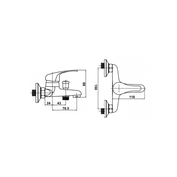 Смесител за вана/душ ф35мм стенен Crystal FORMA VITA - 2