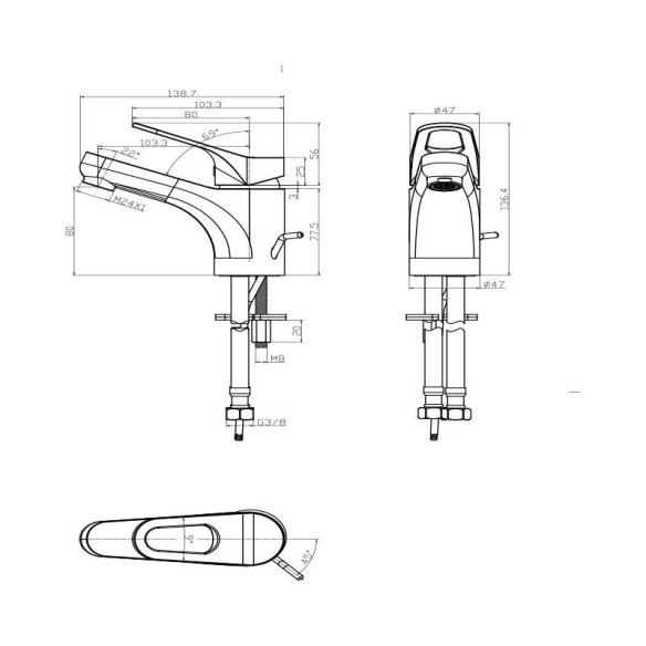 Смесител за баня с превключвател за душ стоящ San Remo FORMA VITA - 2