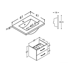 Шкаф за баня с мивка PVC HS-K601 FORMA VITA - 1 2