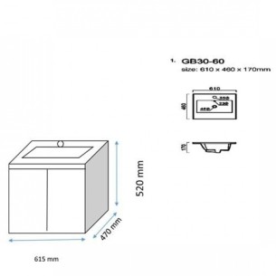 Шкаф за баня Рим, с мивка, бял FORMA VITA - 1 2