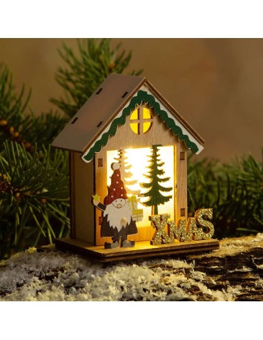 Светеща коледна къщичка - Дядо Коледа 9.5x7x5.5 см - 1