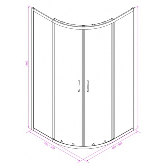 Овална душ кабина Шоко 90x90см + поддушов профил INTER CERAMIC - 3