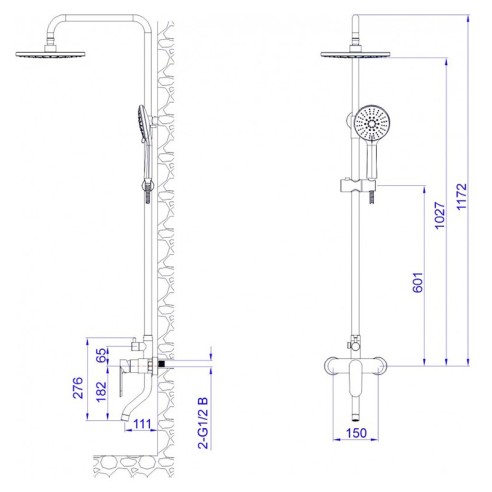 Душ система Торино черен мат INTER CERAMIC - 3