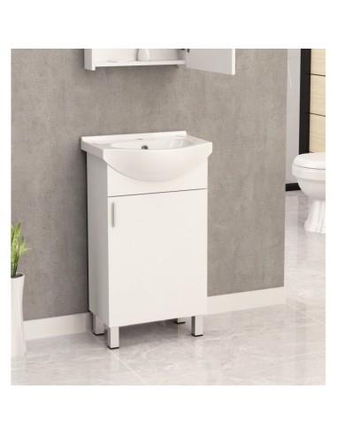 Шкаф за баня, с мивка, бял INTER CERAMIC