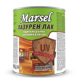 Лазурен лак защита за дърво с копринен блясък- 0,650 л, цвят ясен - 1