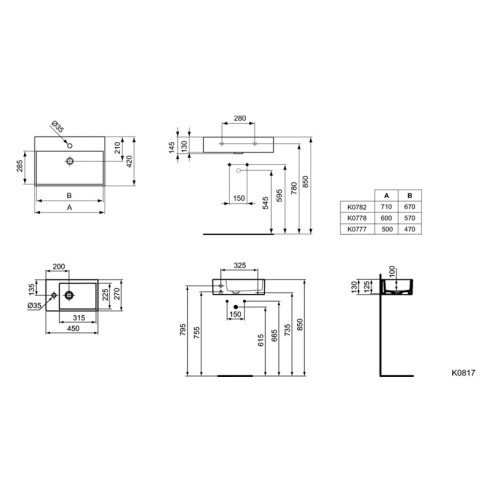 Мивка страда 50см 42х13см  с отвор - 1