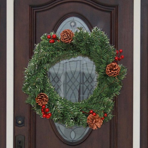 Коледен венец за врата с шишарки 36 см - 2