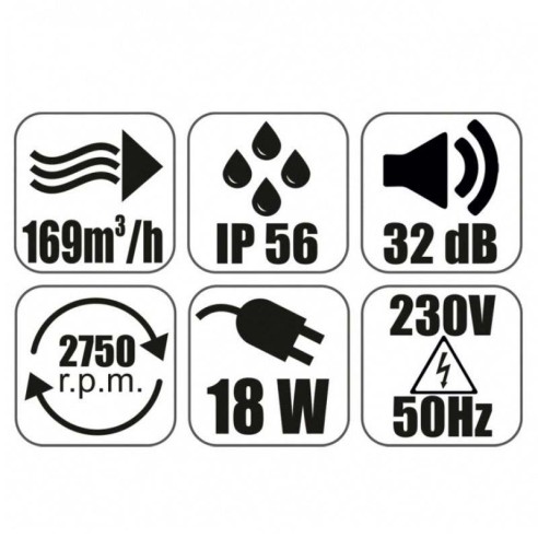 Вентилатор за баня ММ-P 100 с клапа 06, квадрат, черен, стъклен - 2