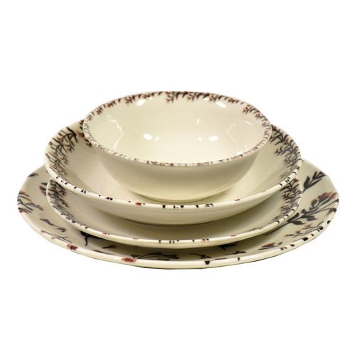 Порцеланов сервиз за хранене "Клонки и цветя"- 24 части - 2