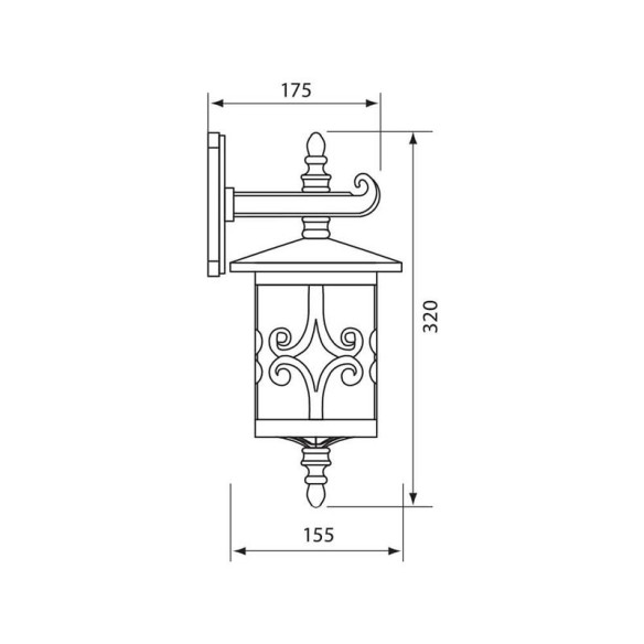 Фенер Jаrdin с горен носач WD008/KO IP44, 230V, кафе - 2