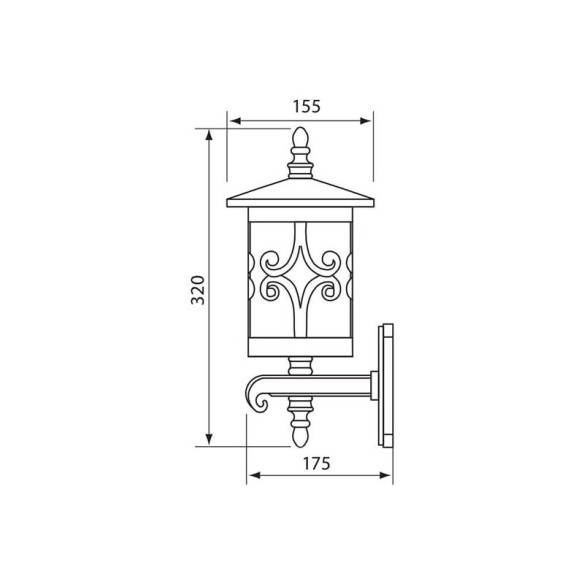 Фенер Jаrdin с долен носач WD008/KO IP44, 230V, кафе - 2