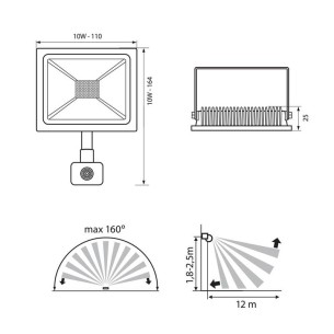 LED прожектор със сензор NYX LED 10W/B W 6400K - 1 2