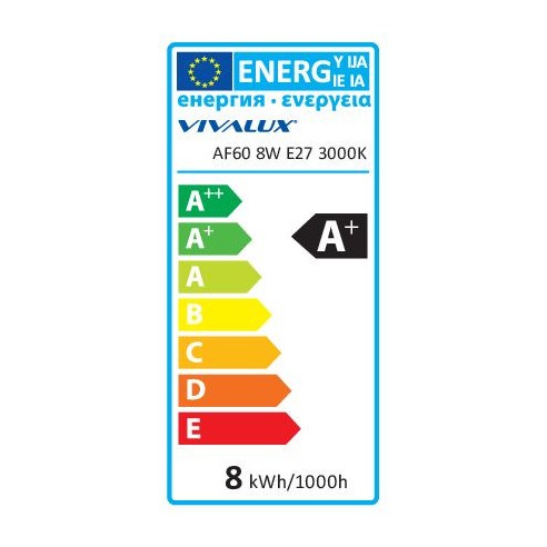 LED филамент лампа FLICK LED- AF60- 8W- 806LM- E27- 3000K - 3