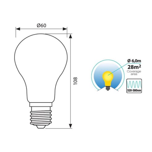 LED лампа против комари ZANZARA LED- 5W- 420LM- E27- ЖЪЛТА - 2