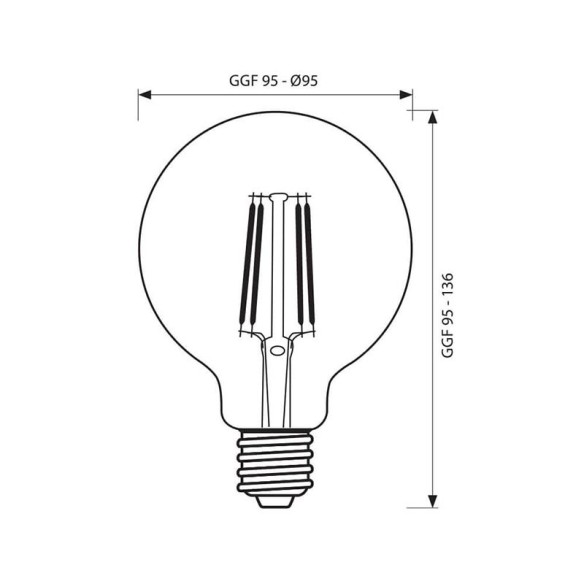 LED филамент лампа FLICK VINTAGE LED- GFV95- 6W- 590LM- E27- 2700K - 2