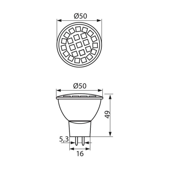 LED лампа PROFILED- MR16- 3.5W- 280LM- 12V- G5.3- 2700К - 2